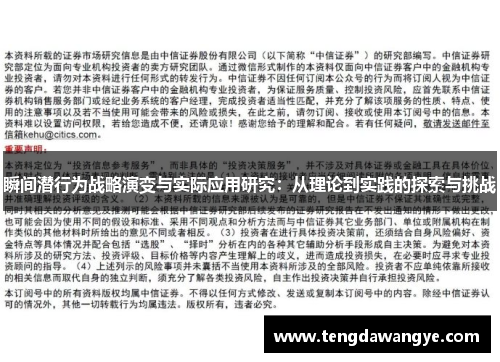 瞬间潜行为战略演变与实际应用研究：从理论到实践的探索与挑战